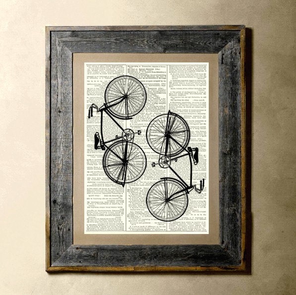 Bicycles(2) - Printed on a Vintage Dictionary Page 8X10