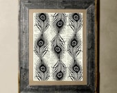 Peacock Feathers - Printed on a Vintage Dictionary Page 8X10
