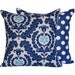 Decorative Blue Floral and Dots Pillow Cover 20" Square with Cream Circles, Marco Polo Collection