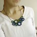 Circles crochet Necklace in Blue and Green with chain - Wearable art Crochet Pendant