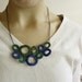 Circles crochet Necklace in Blue and Green with chain - Wearable art Crochet Pendant