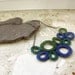 Circles crochet Necklace in Blue and Green with chain - Wearable art Crochet Pendant