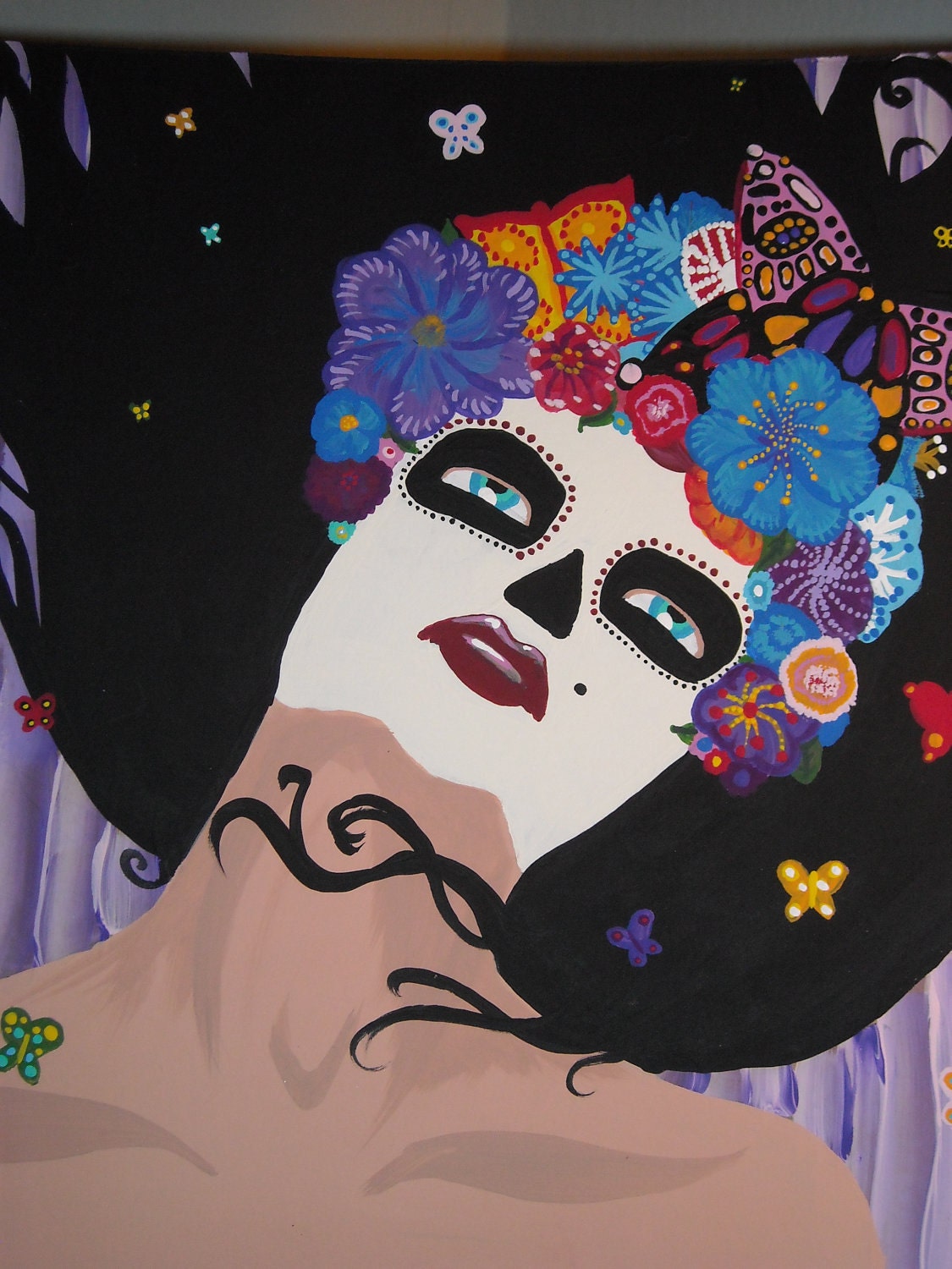 Butterfly tiara Day of the Dead Woman Print