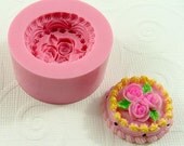 Rose Frosted Cake Flexible Mold/Mould (23mm) for Crafts, Jewelry, Scrapbooking, Miniature Food (wax, soap, resin, pmc, polymer clay) (164)