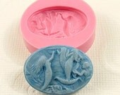 Mermaids Oval  Cameo Flexible Silicone Mold/Mould (25mm) for Crafts, Jewelry, Scrapbooking, (soap, resin, paper,  pmc, polymer clay) (196)