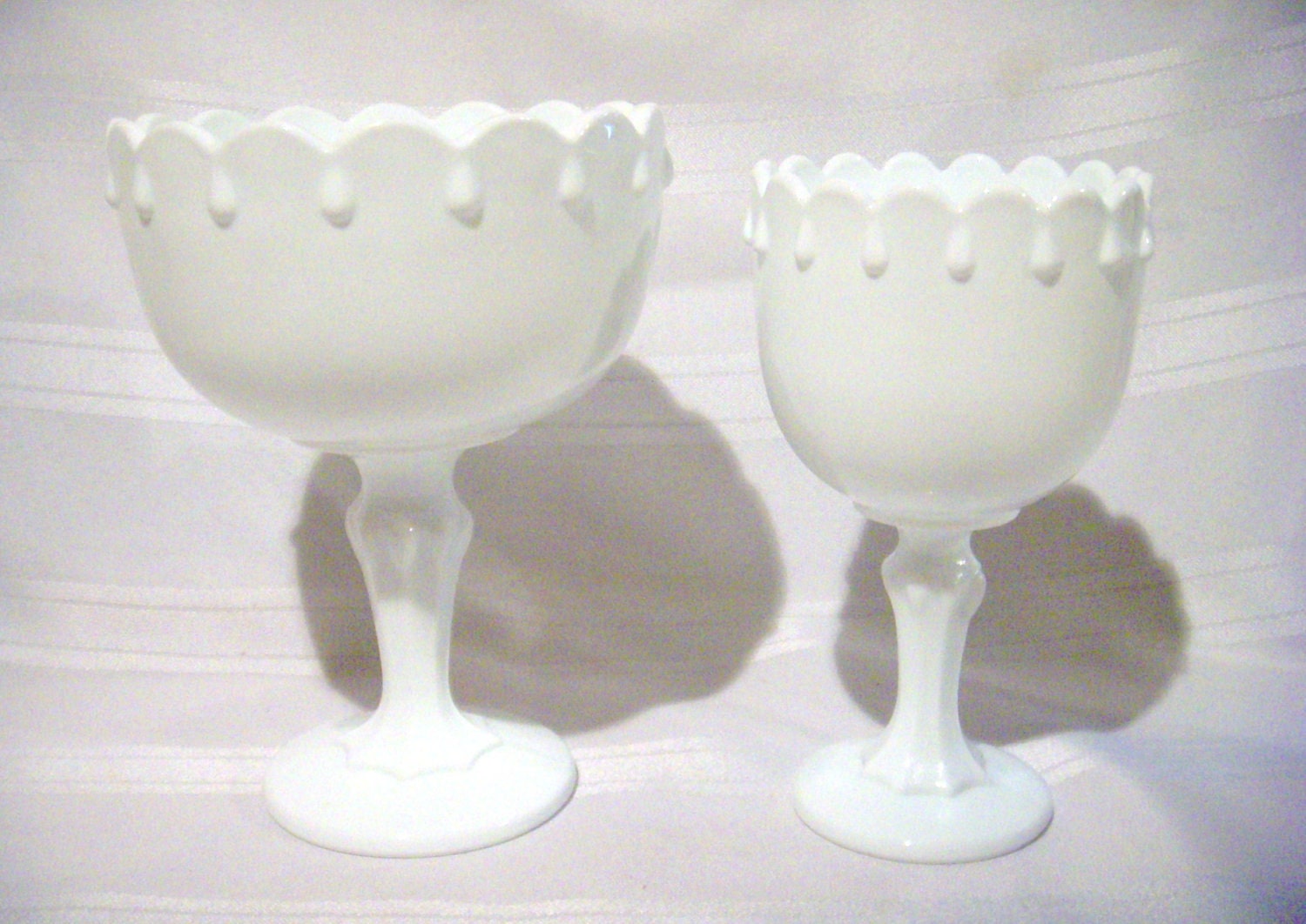 Vintage Milk Glass Teardrop Compotes Home Decor Wedding Decor - TheGrassHarpist