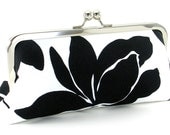 Black and White Flower  Bridesmaid Clutch