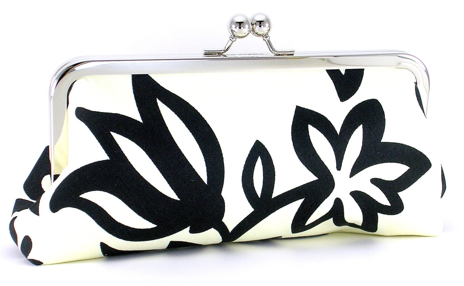Black and White Flower Clutch Modern Handbag
