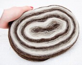 Thin Wool Pencil Roving / Pre-Yarn, Spinning or Felting Fiber, Brown Grey and Natural Cream White FREE SHIPPING WORLDWIDE