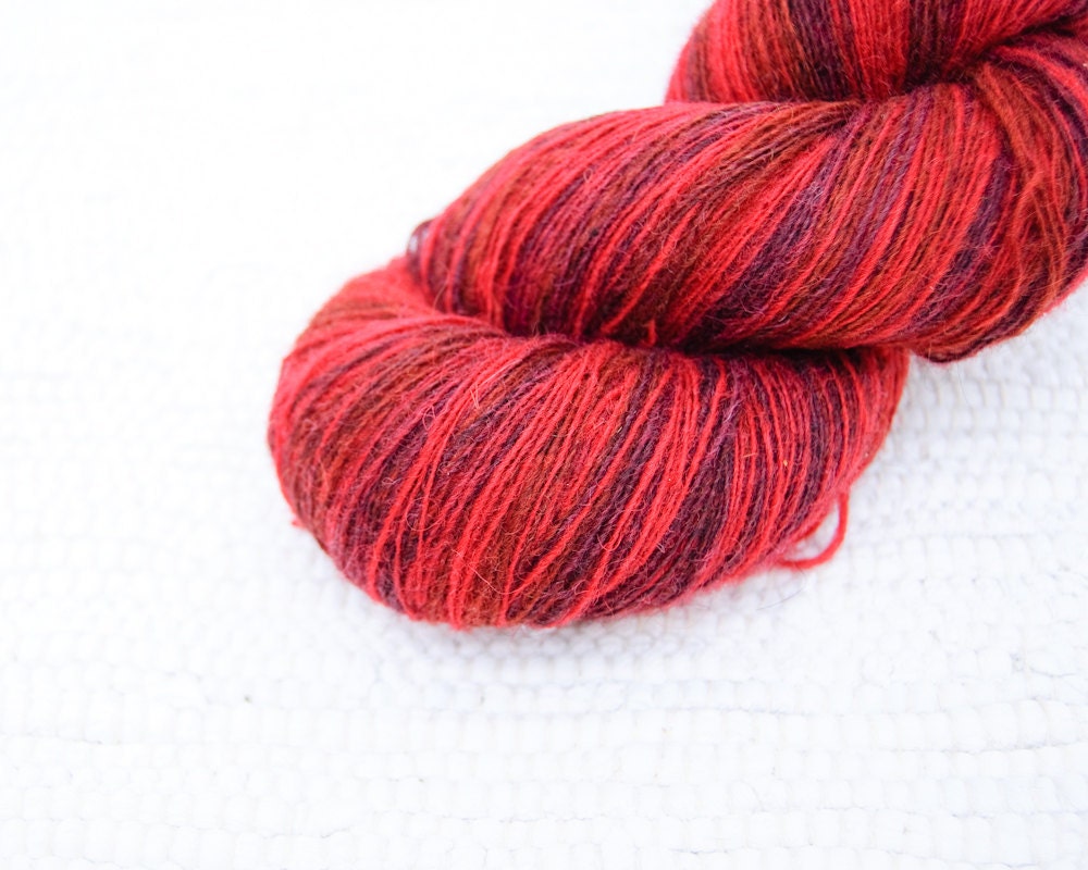 1 ply Lace Weight Kauni Wool Yarn 8/1, Red Claret Rusty Brown PurpleFREE SHIPPING WORLDWIDE