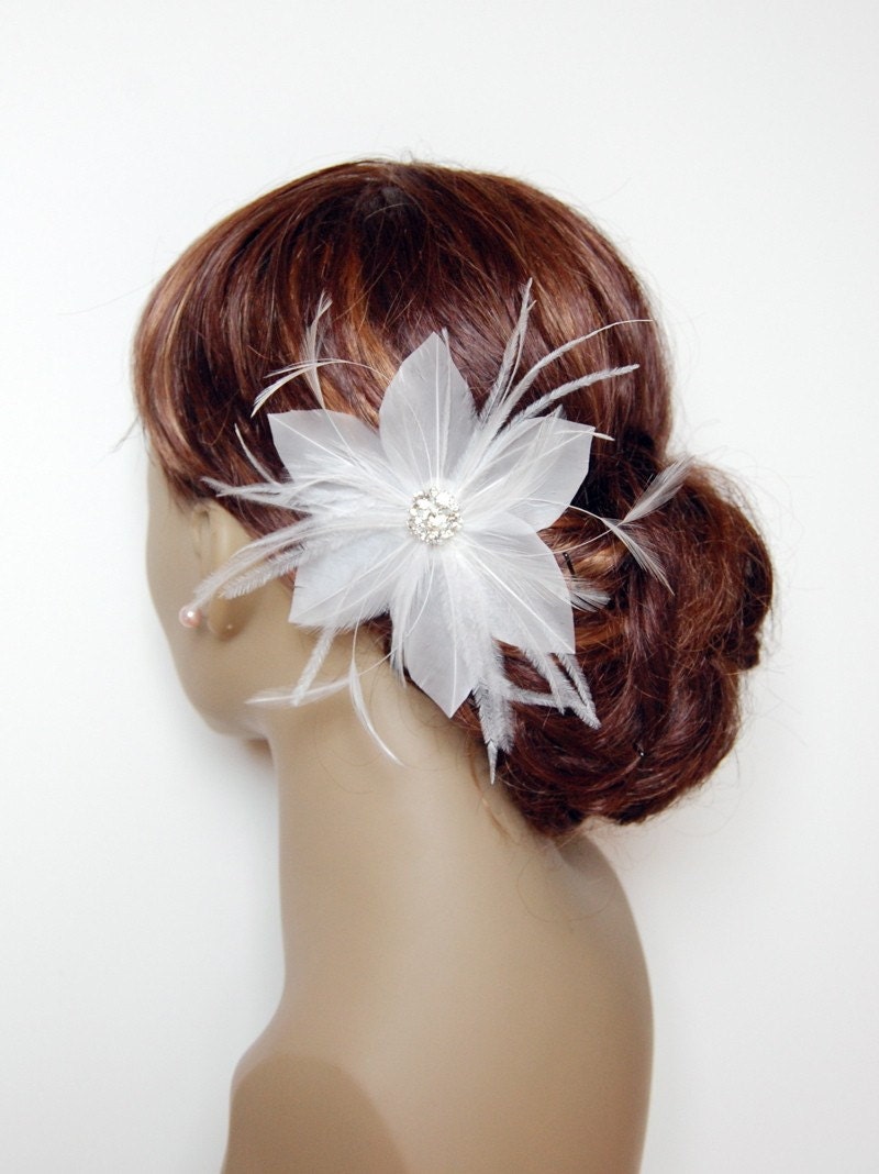 Artemis Feather Flower Fascinator: F020 made to order