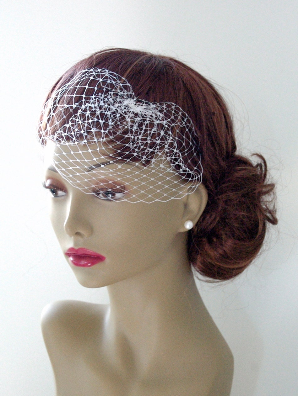 Petite Birdcage Blusher Veil : white, ivory, black, V004 made to order