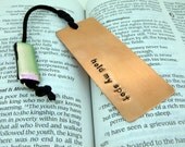 Hold My Spot - Hand Stamped Copper Bookmark with Dichroic Beading