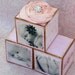 Personalized Vintage Pink Birth Announcement Photo Blocks Trio Gift