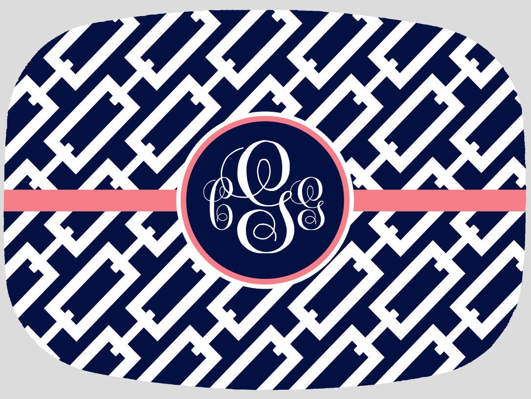 Monogram/ Personalized Melamine Platter Chain Link  Choose your Colors