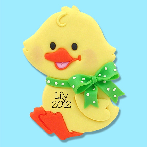 PERSONALIZED Baby Duck EASTER Ornament Handmade Polymer Clay