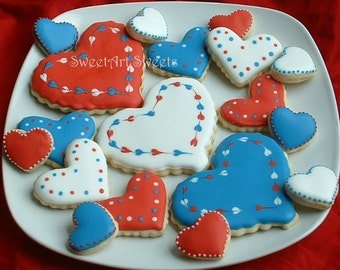 Patriotic Heart Cookies - 15 cookies