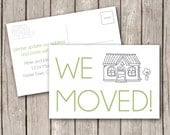 We Have Moved Postcard Announcement - customize. modern open house invite. home. house