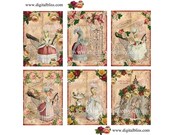 Digital Collage Sheet Marie Antoinette Visits the Eiffel Tower in Paris ATC Full color