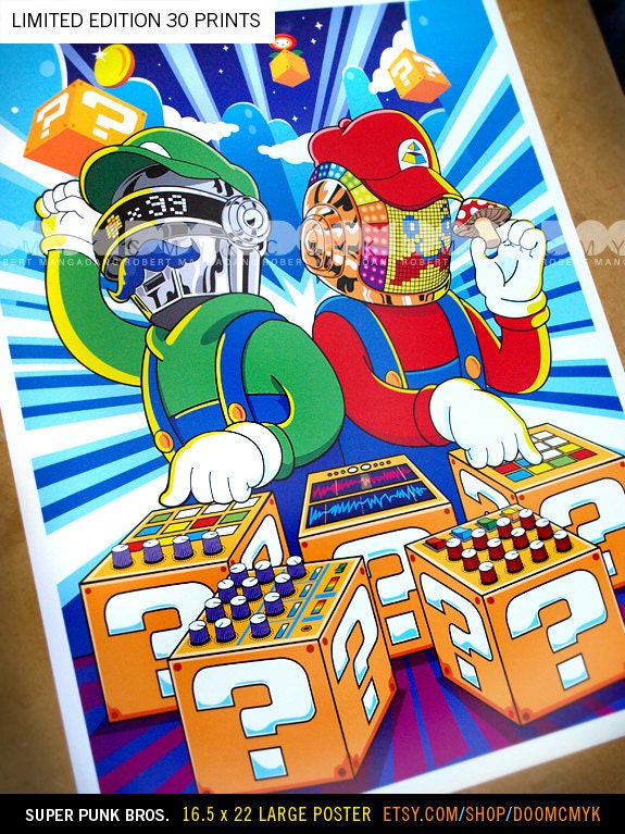 Limited Edition Large 16.5x22 Super Punk Bros Fan Art Poster