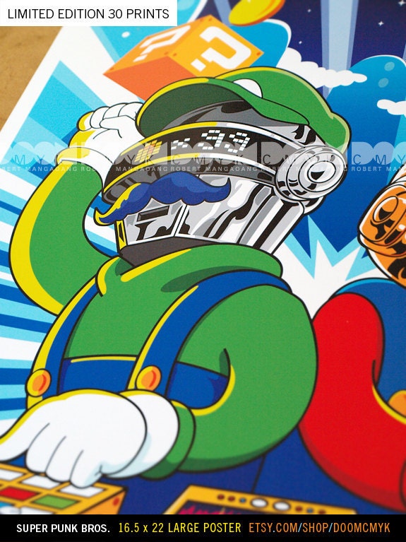 Limited Edition Large 16.5x22 Super Punk Bros Fan Art Poster
