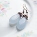 wire wrapped elegant unique copper earrings with blue quartz drops - blue petals