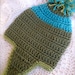 Crocheted Earflap Hat - 6 to 12 Months - Green and Blue - Ready to ship