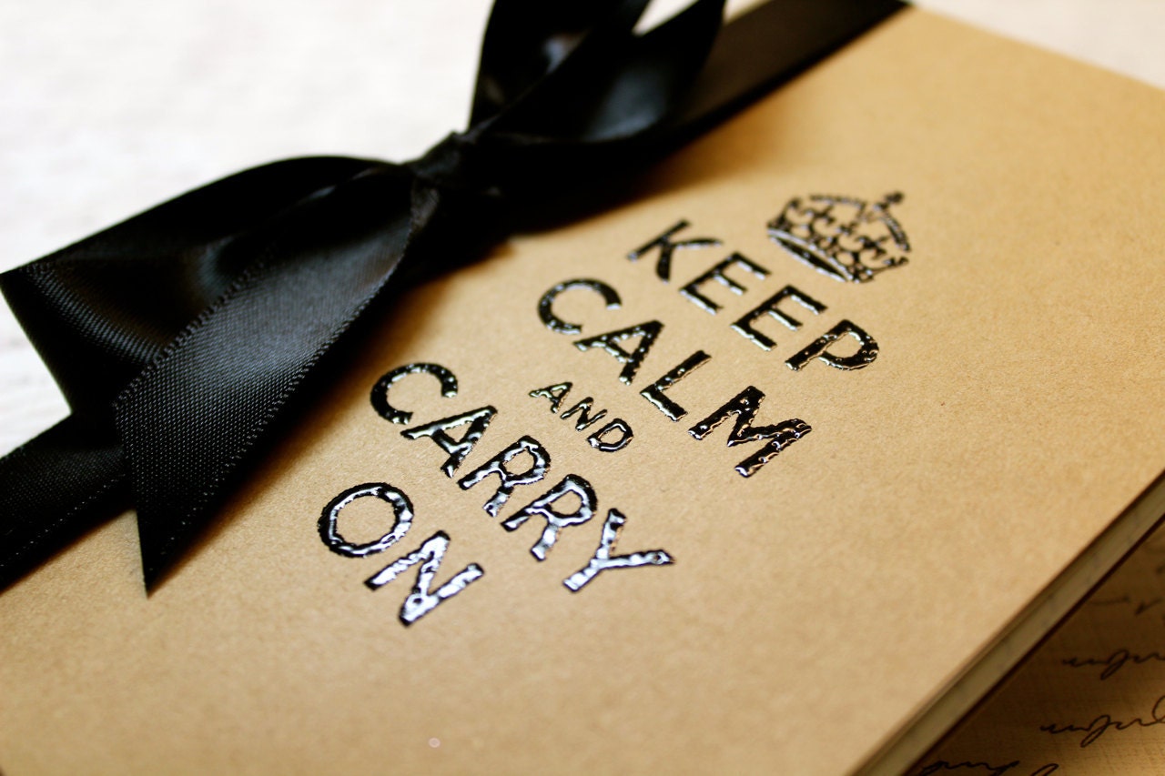 Embossed Moleskine Journal / Notebook / Cashier - Keep Calm and Carry On