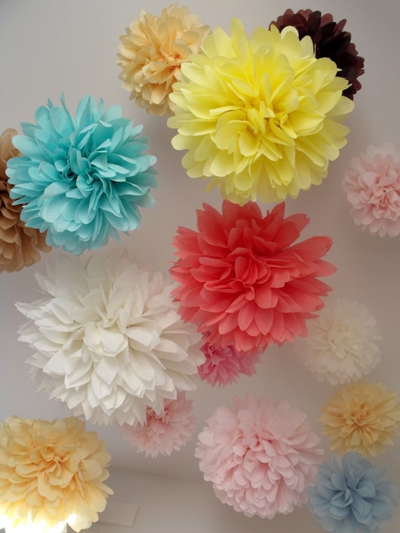 tissue paper pom poms ... 20 Poms ... Pick Your Colors Il_570xn