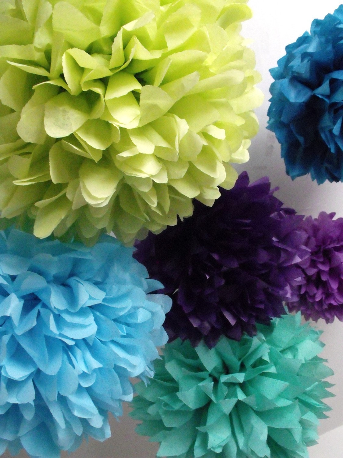 Peacock wedding ... 40 Tissue paper pompoms - peacock party Il_570xn
