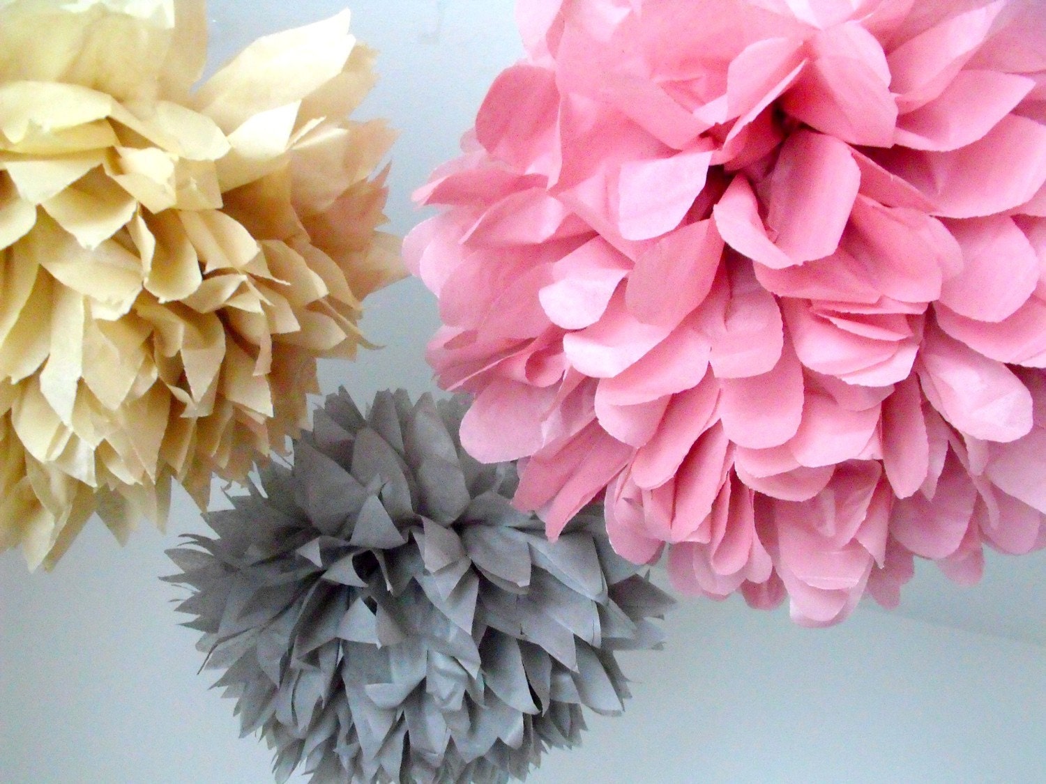Tissue poms - 3 pompoms - choose your color