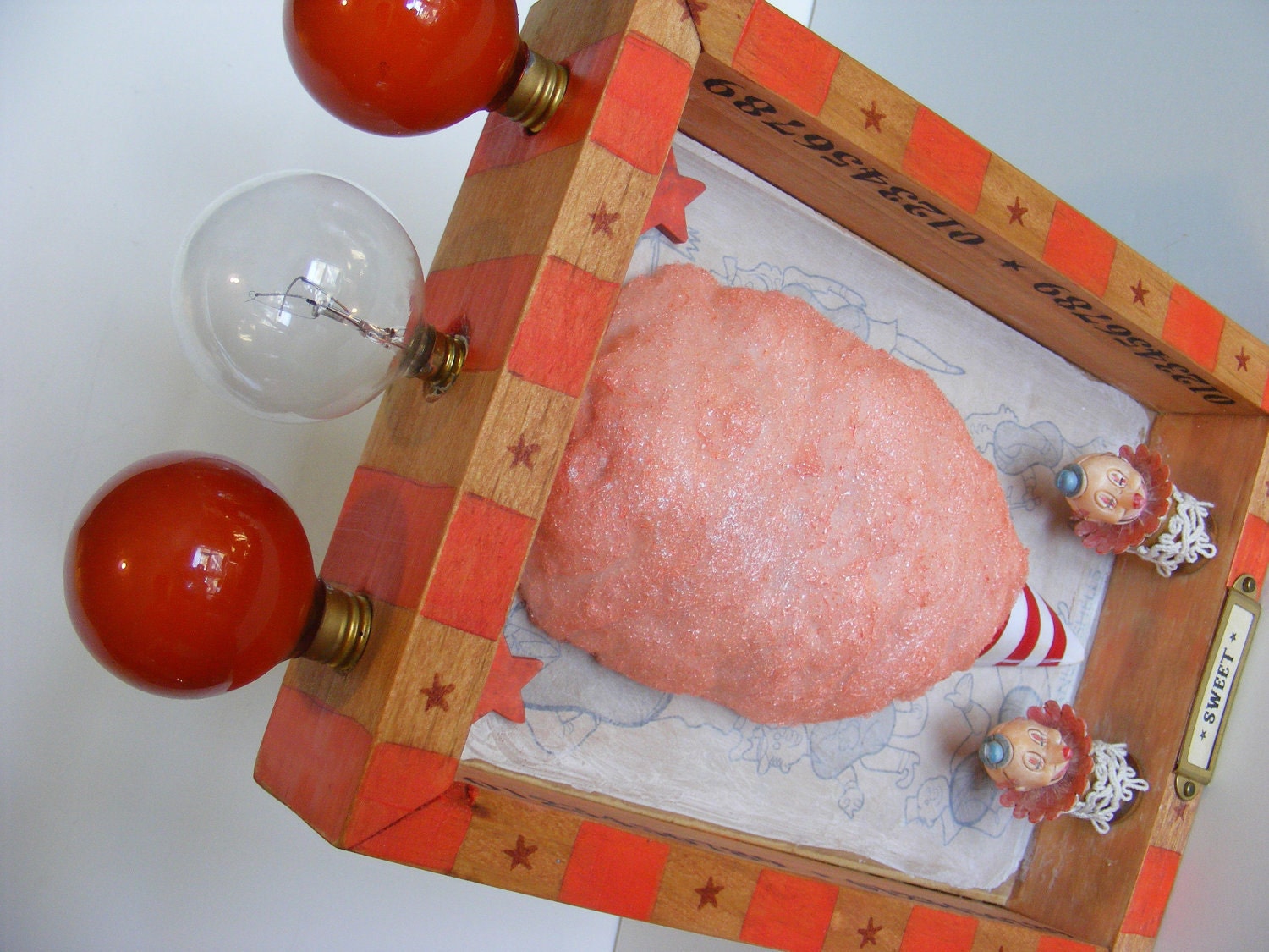 Cotton Candy Carnival Fun - Mixed Media Assemblage in Peach