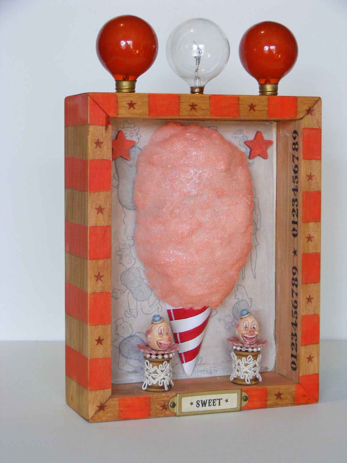 Cotton Candy Carnival Fun - Mixed Media Assemblage in Peach