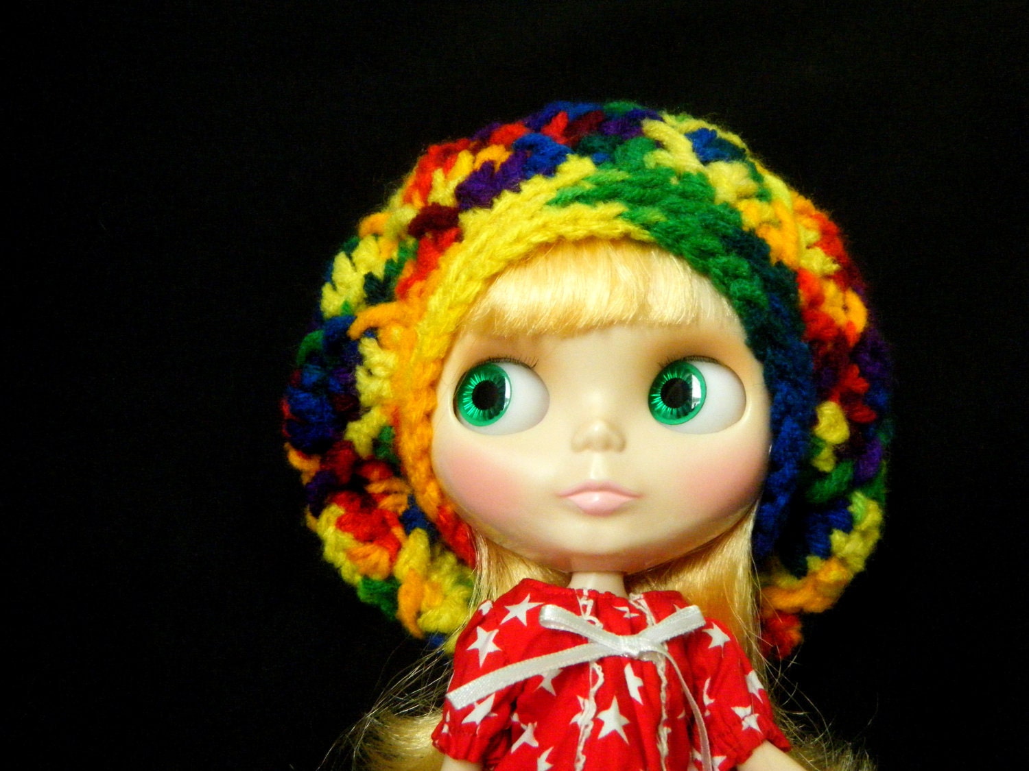 Rainbow Slouch Hat for Blythe- READY TO SHIP