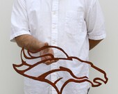 Denver Broncos horse wall art - 21" wide - NFL bronco metal steel orange with rust patina