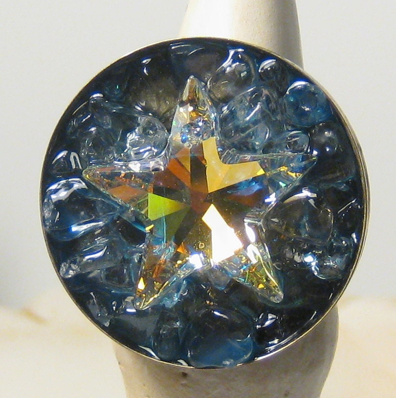 Rock Candy Crystal Star Bling Ring Adjustable