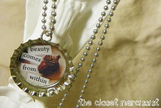 Beauty Comes from Within (Acorn) Bottlecap Necklace