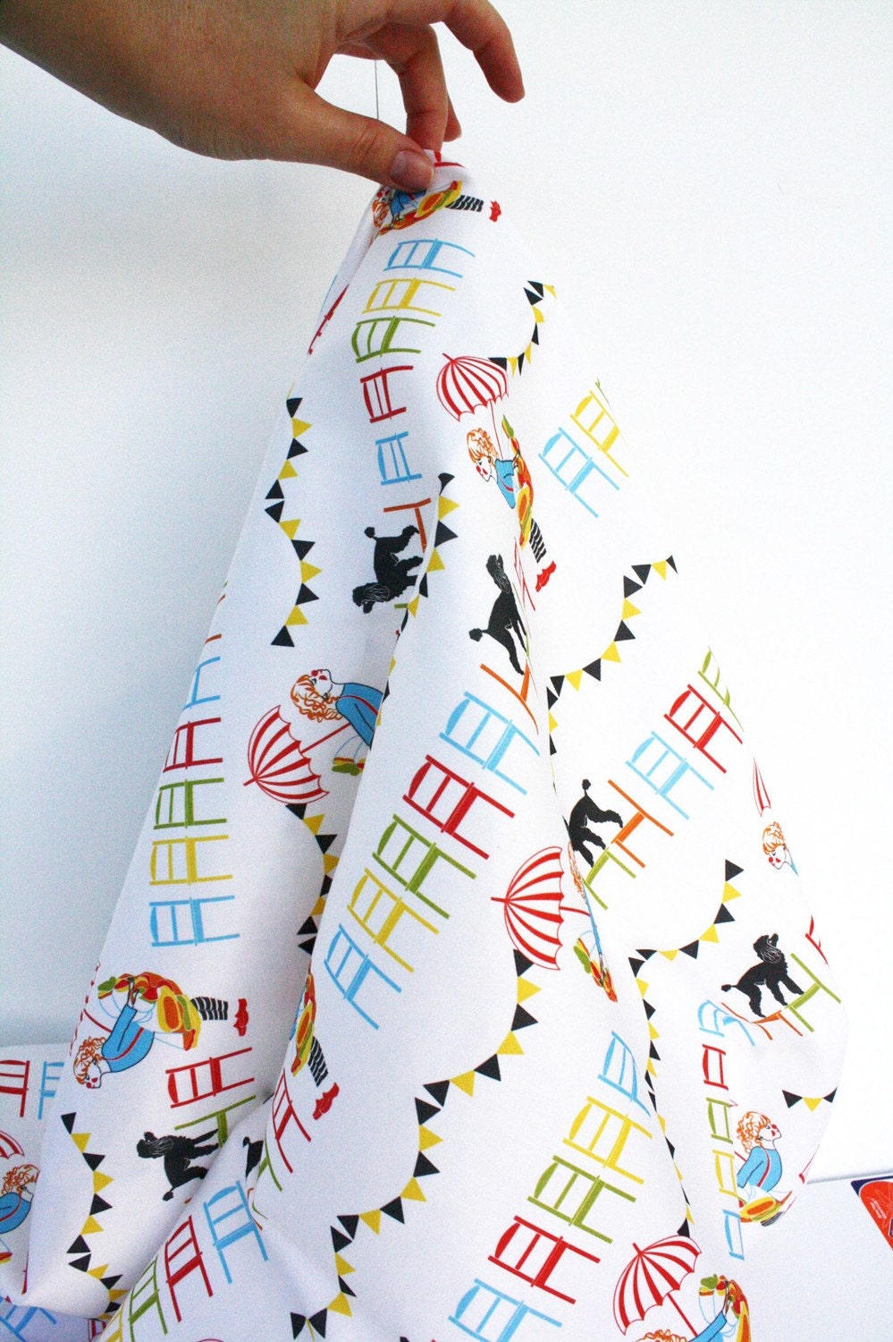 ORGANIC cotton sateen Children's fabric " Little Clown"  - (Fat Quarter 27"x18")- Ships in a week