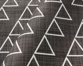 Home decor fabric  - "Dancing Triangles" -  White on Charcoal, cotton/ linen, fat quater