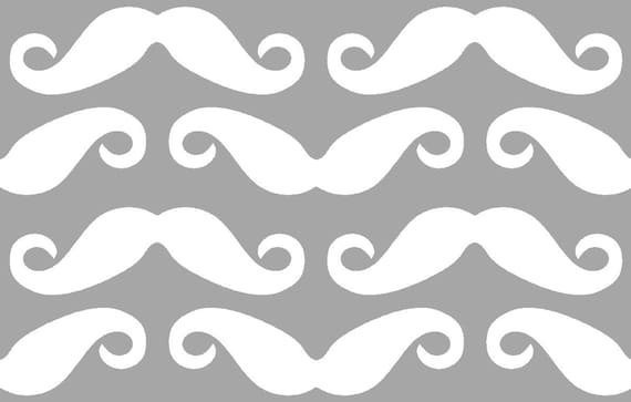 Home fabric Cotton Linen - "Moustache all over- Gray" 1 yard