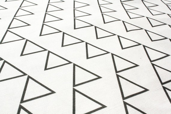 White Home decor  fabric -(27"x18" )  Fat Quarter- "Dancing Triangles" ships in 10 days