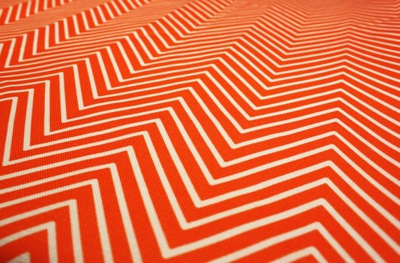 Home Fabric 1 yard- "Orange Chevron Small"  Cotton linen READY to ship