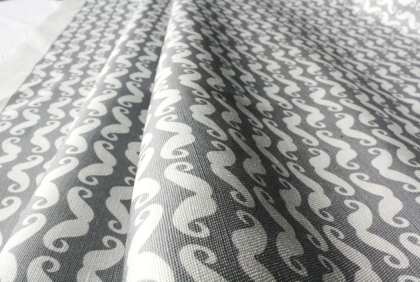Home fabric Cotton Linen - "Moustache all over- Gray" 1 yard