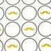100% Organic Cotton Fabric, 1 fat quarter 18"x29", "Mustard Moustache" ,Ready to ship ( May come Pre-washed)
