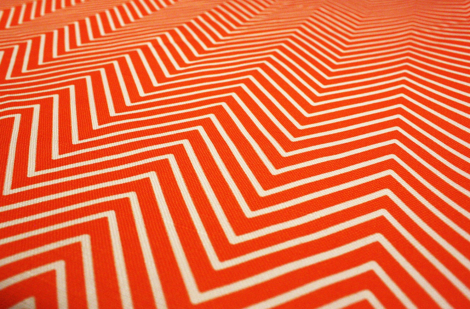 Home Fabric 1 yard- "Orange Chevron Small"  Cotton linen READY to ship