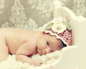 CROCHET PATTERN PDF- Lacy flower hat - 5 sizes
