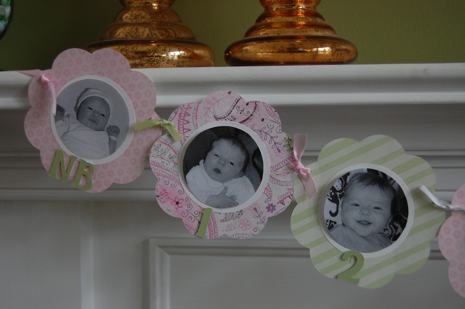 First 1st Birthday Scallop Photo Banner You Pick the Colors