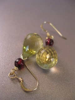 Yellow Quartz Faceted Teardrop Earrings