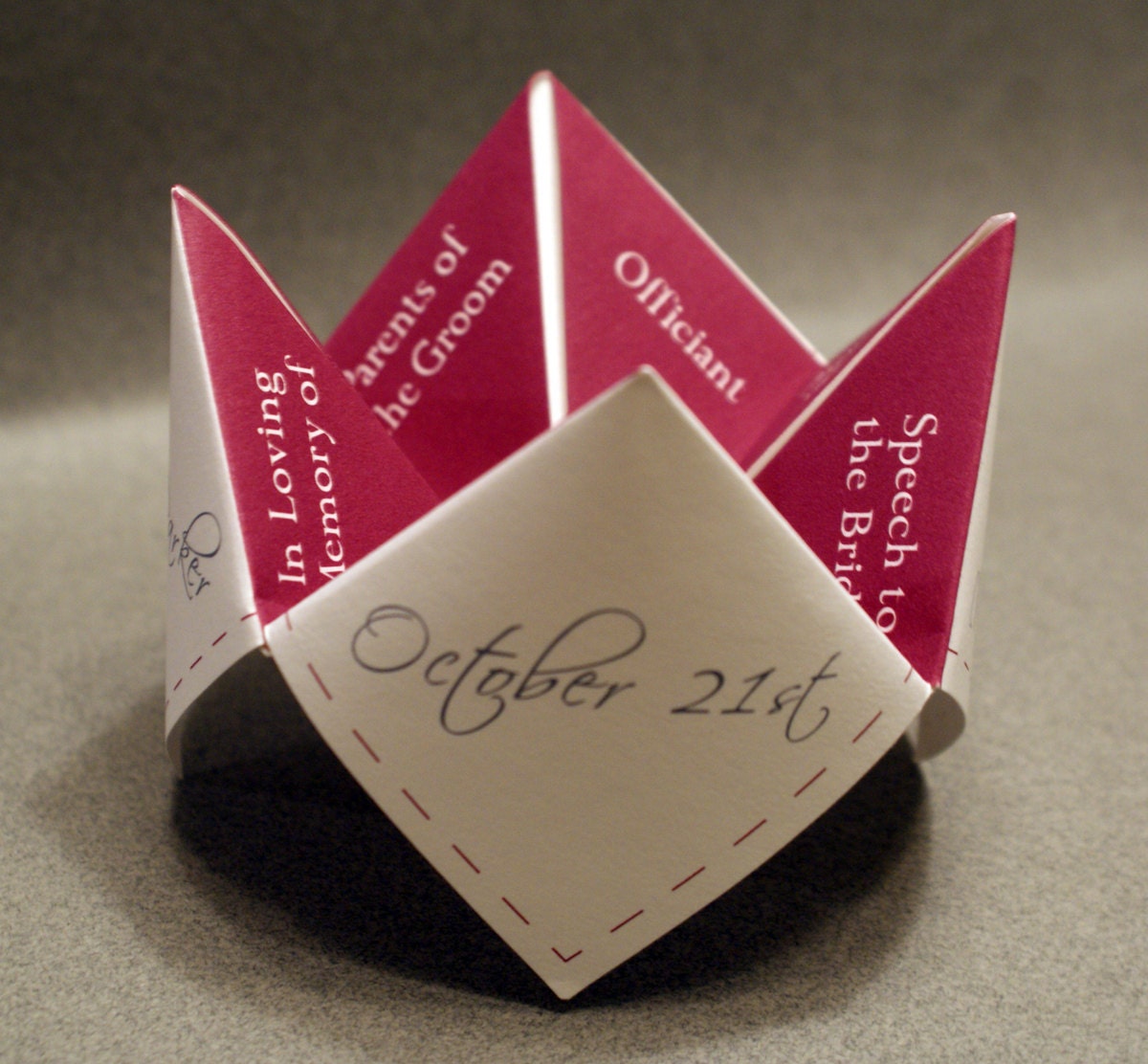 Custom Printable Wedding Programs, DIY, Cootie Catcher, Ceremony, Favor, Decoration, Personalized, Custom, Invitation, Guest Book