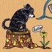 Dog Illustration - Black Dog, Flower and Spider WOOF Art Print